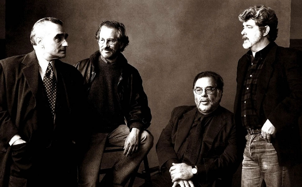 Da sinistra: Martin Scorsese, Steven Spielberg, Francis Ford Coppola (seduto) e George Lucas
